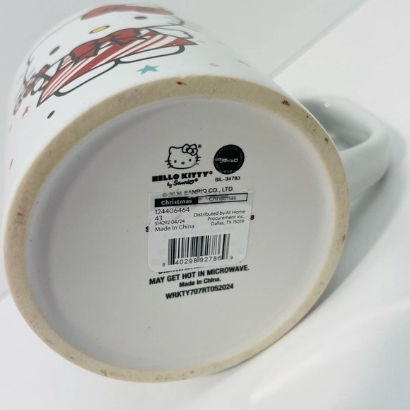 Sanrio Hello Kitty Aqua Blue Christmas Tree Peppermint Dress 24 oz Holiday Mug - Picture 2 of 6